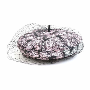 CHRISTIAN DIOR Leather Beret Black x Pink White Women's h30264f