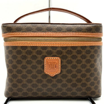 CELINE handbag vanity bag with macadam pattern brown leather ladies M95