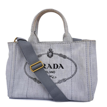 PRADA handbag canvas grey ladies