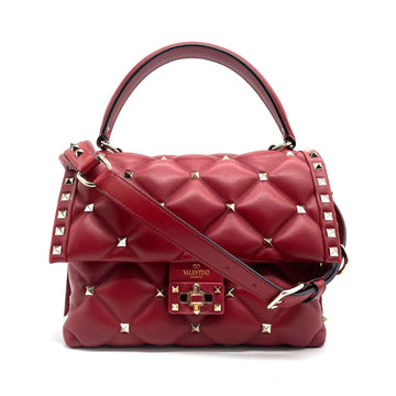 VALENTINO GARAVANI Garavani Handbag Shoulder Bag Candy Studded Leather/Metal Red Ladies