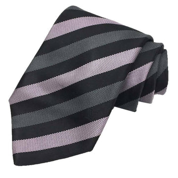 LOUIS VUITTON tie striped black x gray purple 100% silk men's