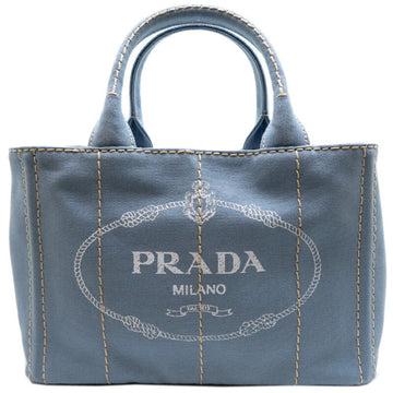 PRADA Canapa PM 2way Women's Handbag IBG439 Canvas Sky Blue