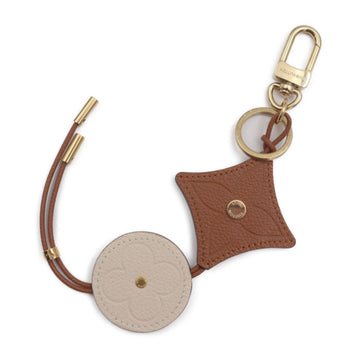 LOUIS VUITTON Porte-Cle Flower Tassel Keychain M00361 Metal Leather Gold Brown Cream Keyring Bag Charm