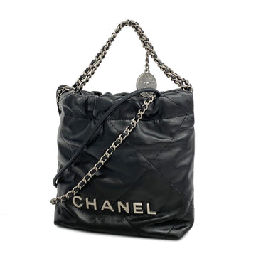 CHANEL Handbag 22 Chain Shoulder Leather Black Women's
