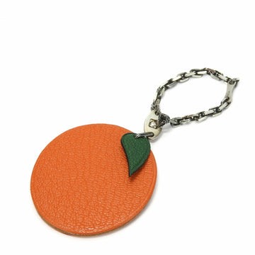 HERMES Bag Charm Leather Metal Orange Fruit Accessories Women Men