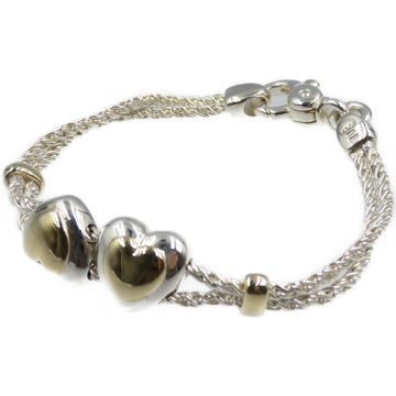 TIFFANY Double Heart Rope Chain Silver 925 K18 Gold Bracelet 0212&Co. 5J0212EHG5