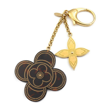LOUIS VUITTON Stippley Bag Charm Keychain M66971 Plastic Metal Brown Gold Flower