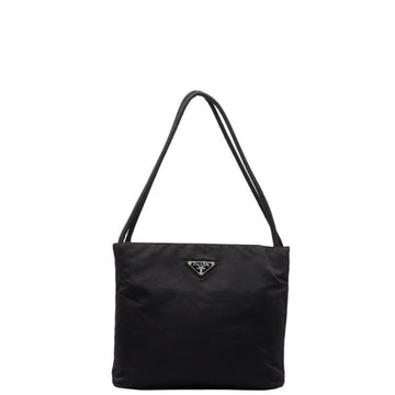 PRADA Triangle Plate Tote Bag Shoulder B6243 Black Nylon Women's
