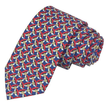 GUCCI tie belt pattern silk blue x red men's