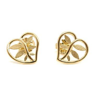 TIFFANY&Co.  K18YG Yellow Gold Heart Leaf Earrings 1.9g Women's