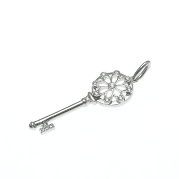 TIFFANY Floral Key Charm White Gold [18K] Diamond Men,Women Fashion Pendant Necklace [Silver]