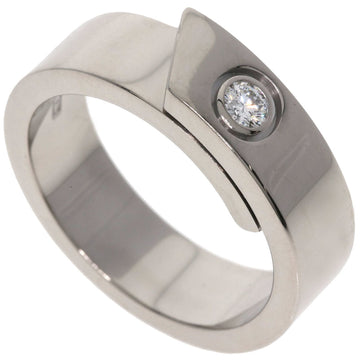 CARTIER Anniversary Ring 1P Diamond #53 K18 White Gold Women's