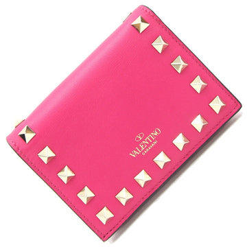 VALENTINO Bifold Wallet Rockstuds PW2P0P39 Pink Leather Compact Studs Small Ladies