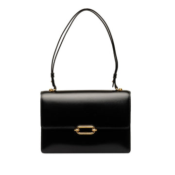 HERMES Fonsbelle Women's Box Calf Leather Handbag Black