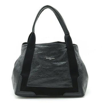 BALENCIAGA Exclusive Line Navy Small Cabas Tote Bag Handbag Leather Black 542017