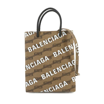 BALENCIAGA BB Monogram Large Bag 2way Hand Shoulder PVC Leather Brown 693805 Shopping