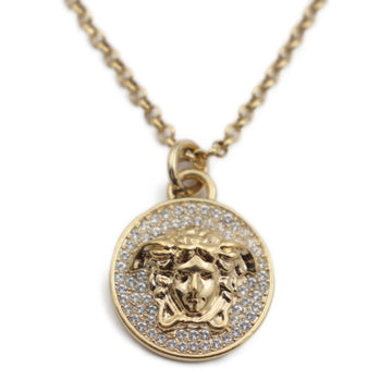 VERSACE Medusa Necklace Metal Rhinestone Gold Pendant