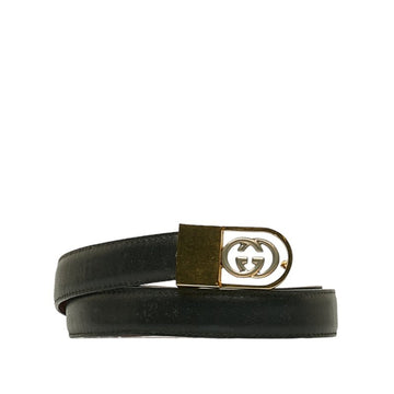 GUCCI GG belt gold black plated leather ladies
