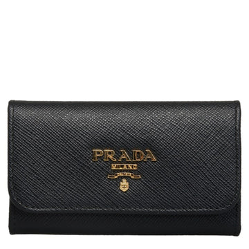 PRADA Saffiano 6-series key case 1PG222 black leather ladies