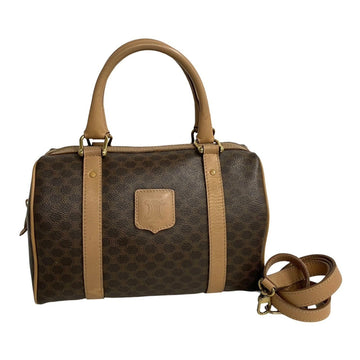 CELINE Macadam Blason Triomphe Leather 2way Handbag Boston Bag Shoulder 28471