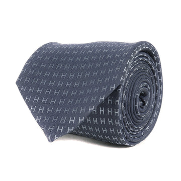 HERMES H Weave Tie Bicolor Fasone CRAVATE FACONNEE BICOLORE H038188T 17 Silk Necktie Jacquard Grayish Blue Men's