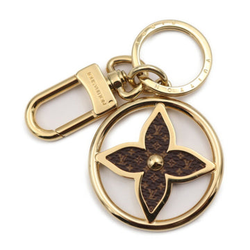 LOUIS VUITTON Portocle LV Treasure Monogram Keychain M00816 PVC Metal Brown Gold Circle Flower