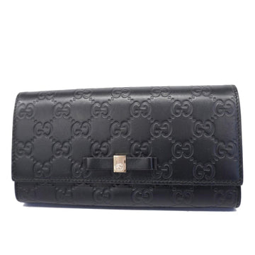 GUCCI Long Wallet ssima 388679 Leather Black Champagne Women's