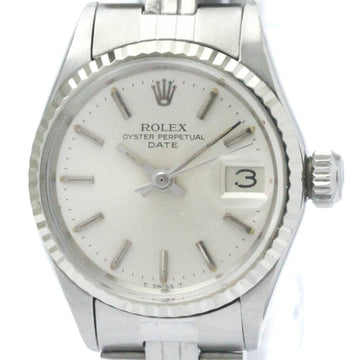 ROLEXVintage  Oyster Perpetual Date 6517 White Gold Steel Ladies Watch BF569937