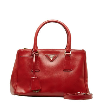 PRADA Saffiano Galleria Handbag Shoulder Bag BN2316 Red Patent Leather Women's