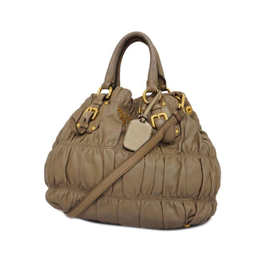 PRADA handbag leather beige ladies