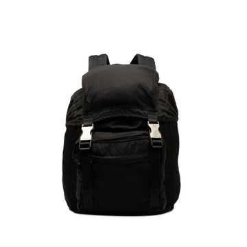 PRADA Triangle Plate Backpack V153 Black Nylon Women's