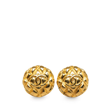 CHANEL CC Quilted Clip On Earrings Costume Earrings