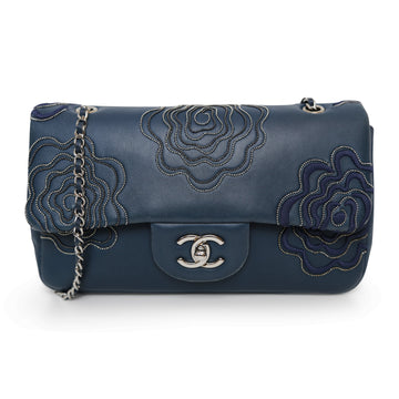 CHANEL Lambskin Embroidered Camelia Flap Bag