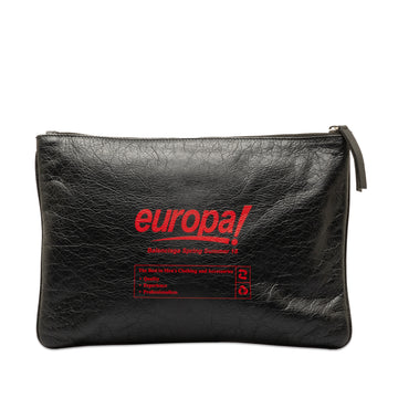 BALENCIAGA Europa Leather Pouch Clutch Bag