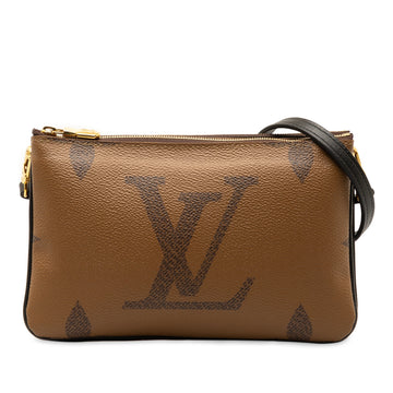 LOUIS VUITTON Monogram Giant Reverse Double Zip Pochette Crossbody Bag