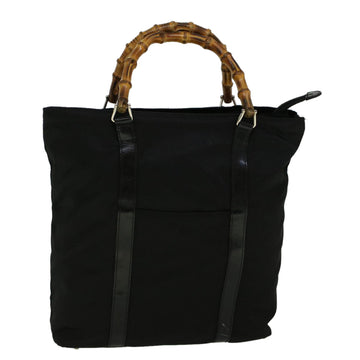GUCCI Bamboo Hand Bag Nylon Black 000 3754 0508 Auth bs8770