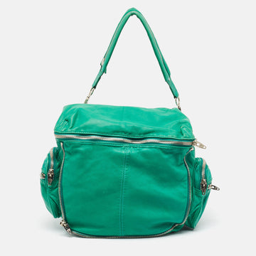 ALEXANDER WANG Green Leather Jane Zip Shoulder Bag