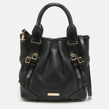 BURBERRY Black Leather Bridle Whipstitch Tote