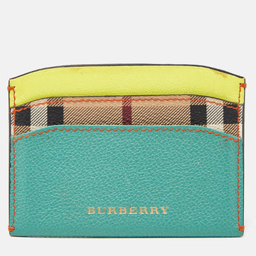 BURBERRY Multicolor Leather and Coated Canvas Card Holder