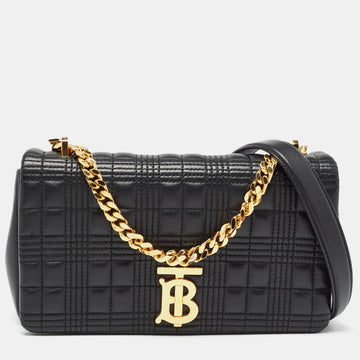 BURBERRY Black Quilted Leather Small Lola Shoulder Bag