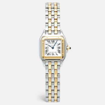 CARTIER Silver 18k Yellow Gold Stainless Steel Panthre de  W2PN0006 Women's Wristwatch 22 mm
