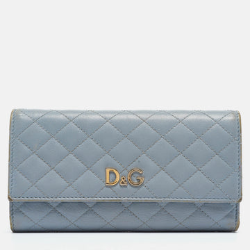 D&G Light Blue Quilted Leather Continental Wallet