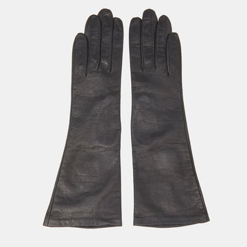DIORChristian  Vintage Chevreau Black Leather Gloves Size 6