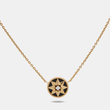 DIOR Rose Des Vents Onyx Diamond 18k Rose Gold Necklace
