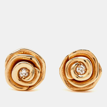 DIOR Small Rose Couture Diamond 18k Rose Gold Earrings