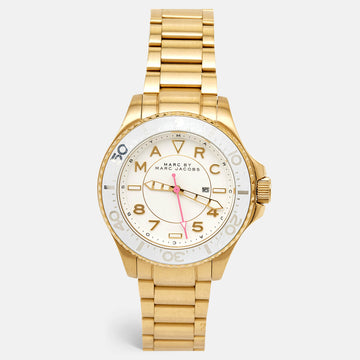 MARC BY MARC JACOBS White Gold Plated Stainless Steel Dizz Sport MBM3408 Women's Wristwatch 38 mm