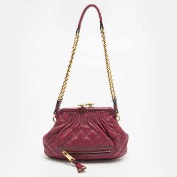 MARC JACOBS Fuchsia Quilted Leather Little Stam Shoulder Bag