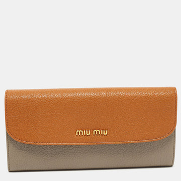 MIU MIU Brown/Grey Madras Leather Flap Continental Wallet