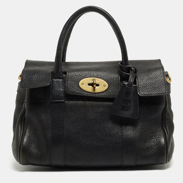 MULBERRY Black Grain Leather Small Bayswater Satchel