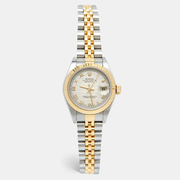 ROLEX Ivory 18k Gold Stainless Steel 79173 Women's Wristwatch 26 mm